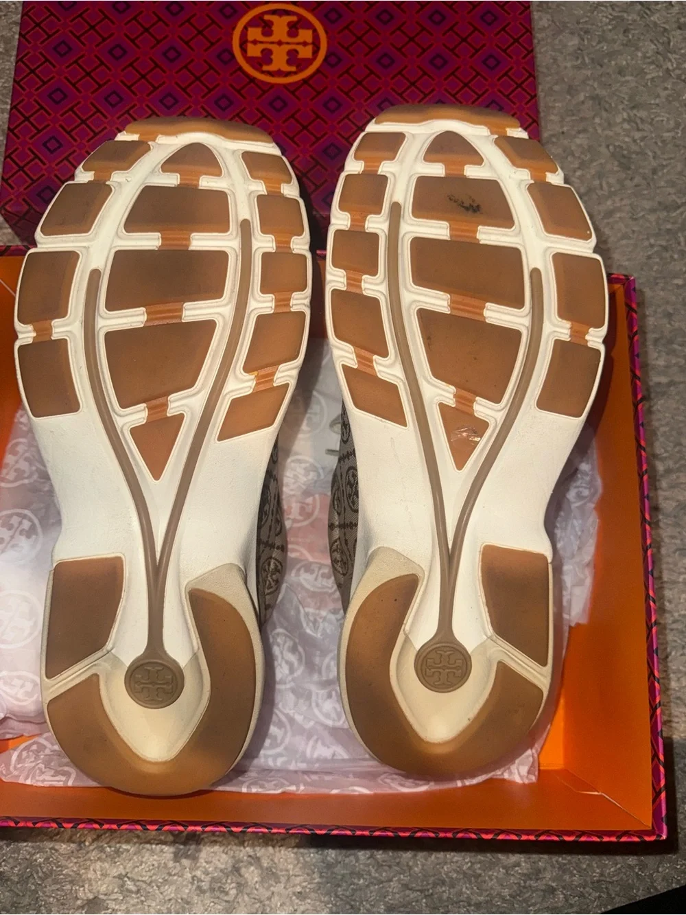 Tory Burch Logo Suede & Canvas Sneakers & matching bucket-bag. Dust-bag too.